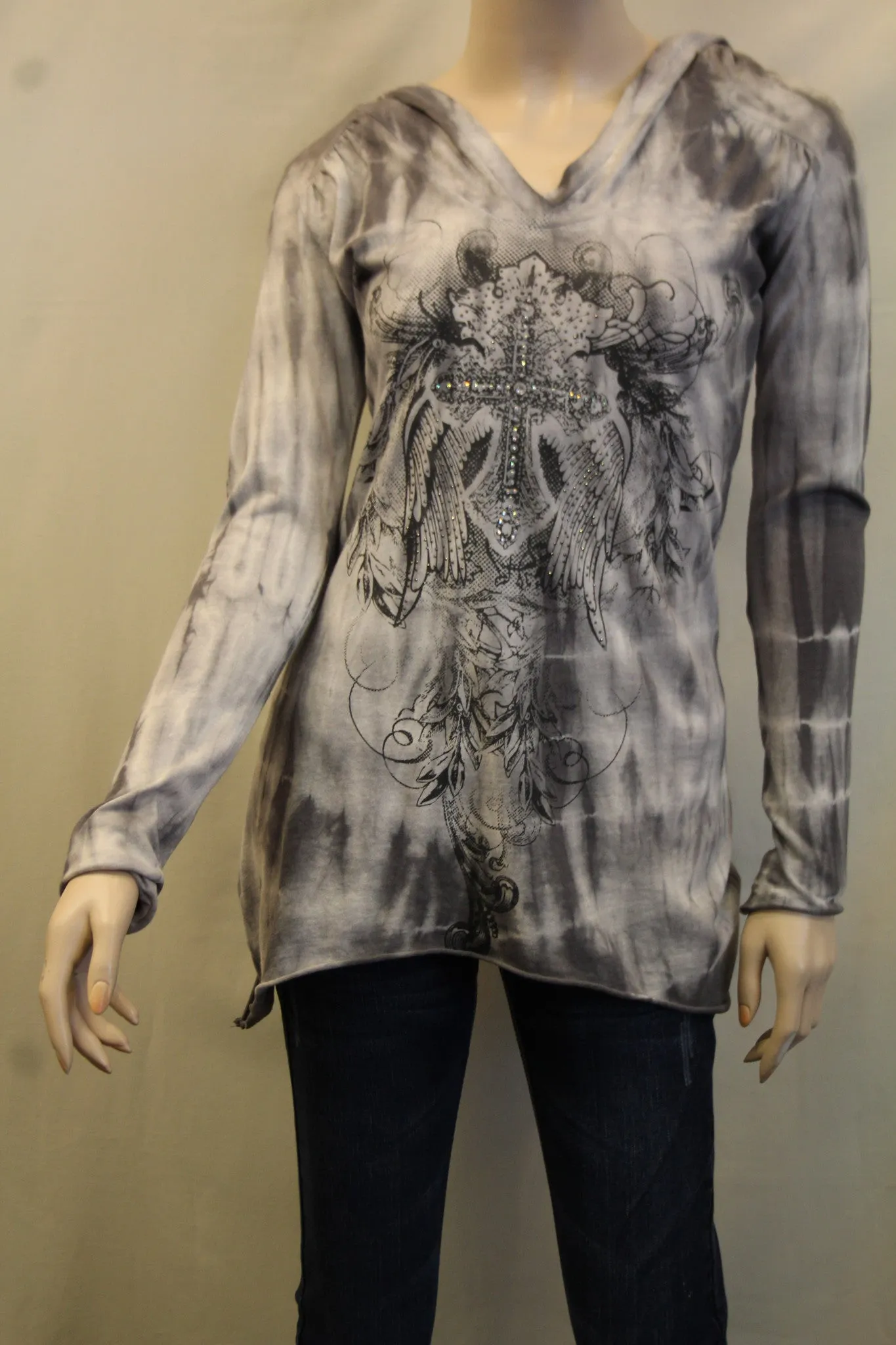 Vocal | Tye Dye Hoodie Tunic Grey