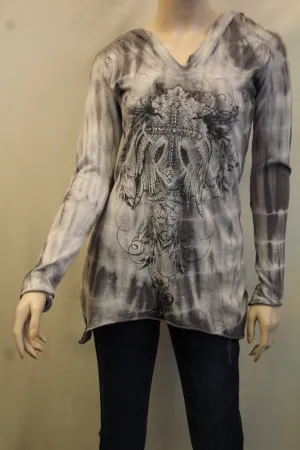 Vocal | Tye Dye Hoodie Tunic Grey
