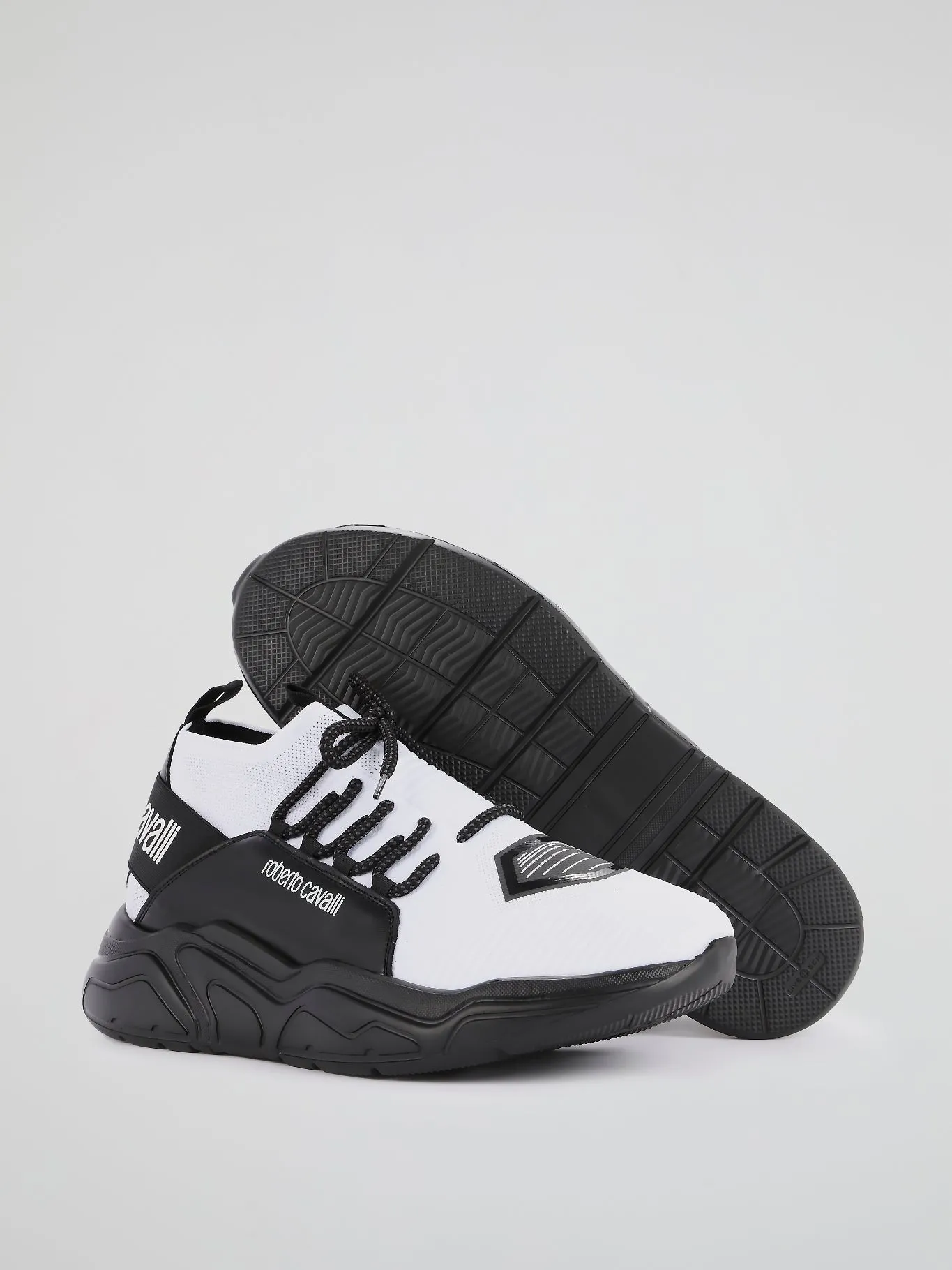White Mesh Panel Contrast Sneakers