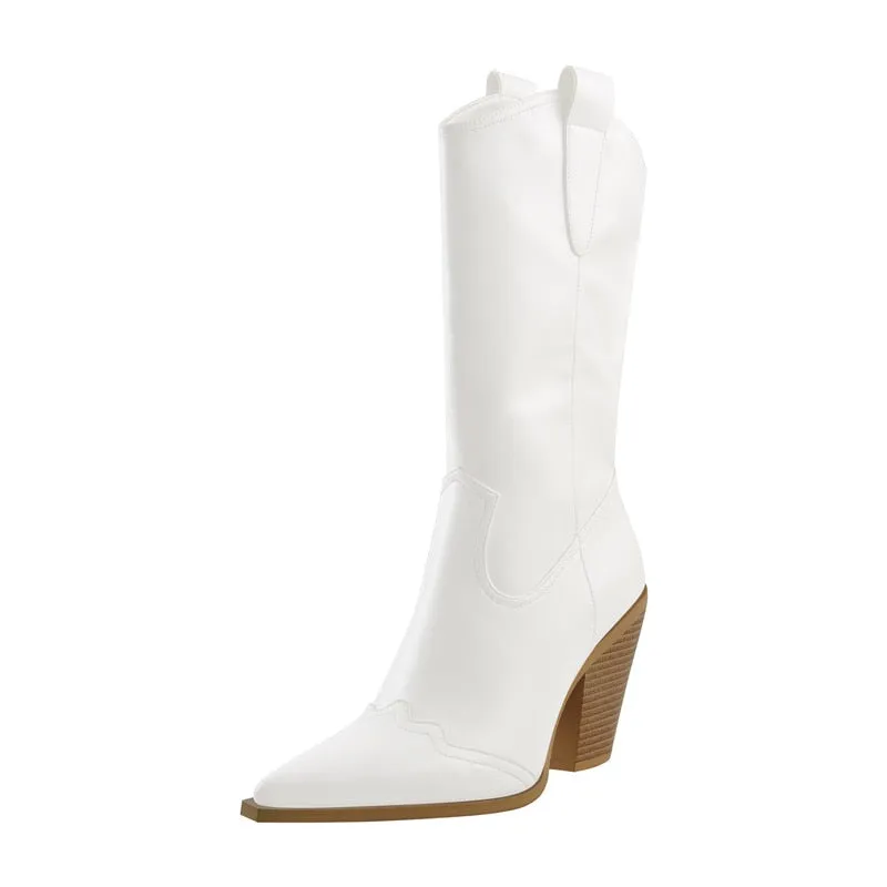 Women Pointed Toe Mid-Calf Boot Strange Style