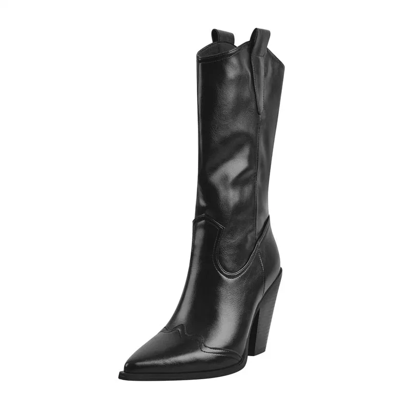 Women Pointed Toe Mid-Calf Boot Strange Style