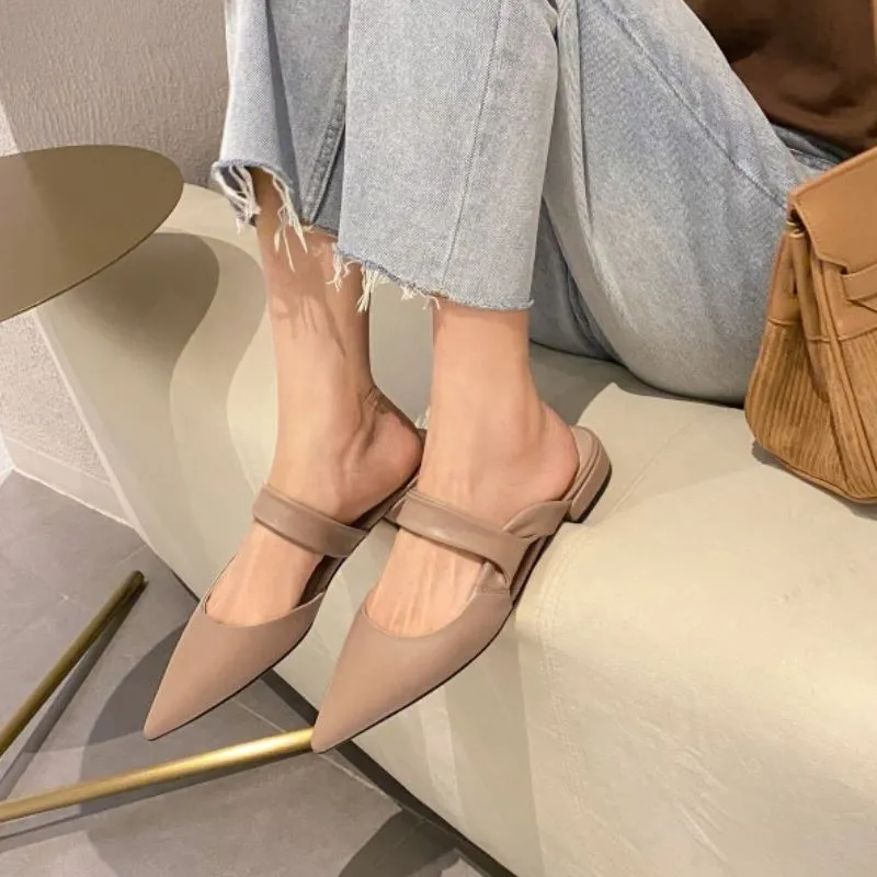 Women Sandals Real Leather Pointed Toe