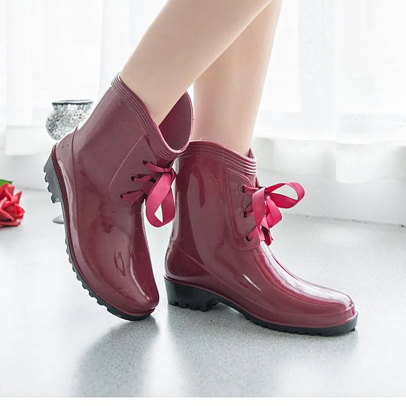 Women's Fashion Rubber Rain Flat Boots