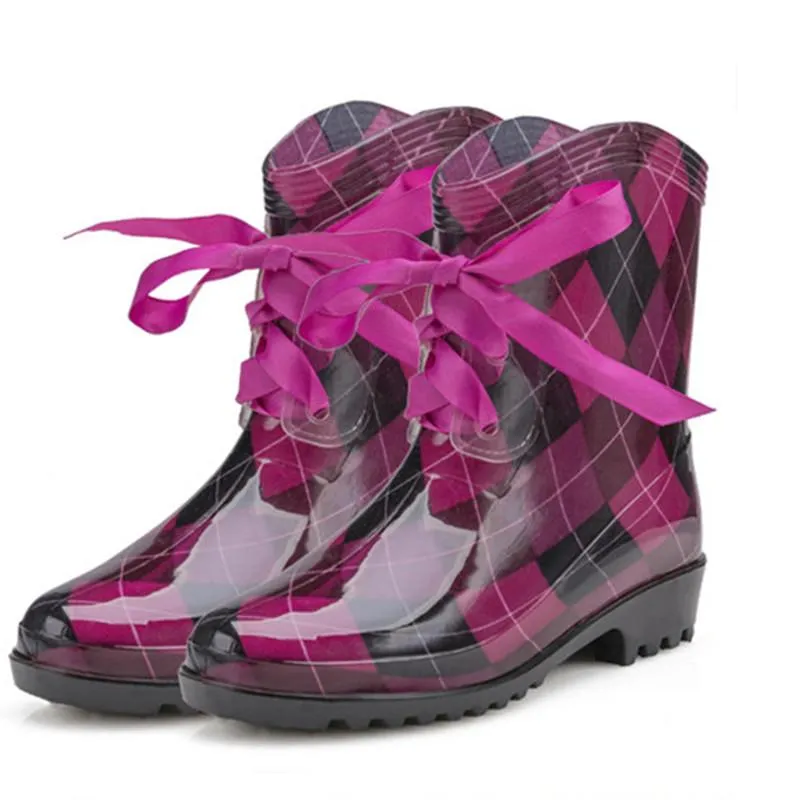 Women's Fashion Rubber Rain Flat Boots