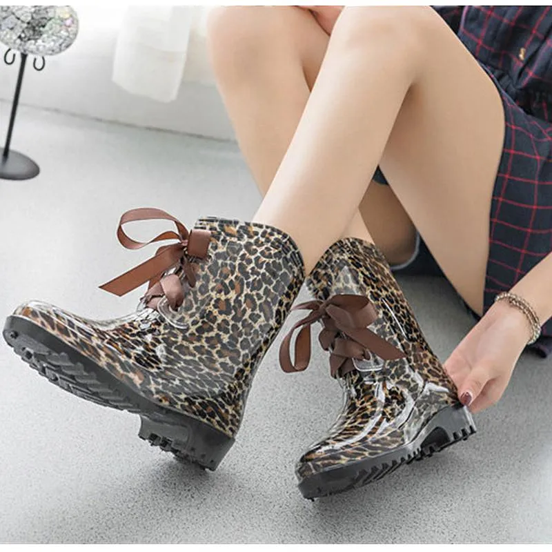 Women's Fashion Rubber Rain Flat Boots