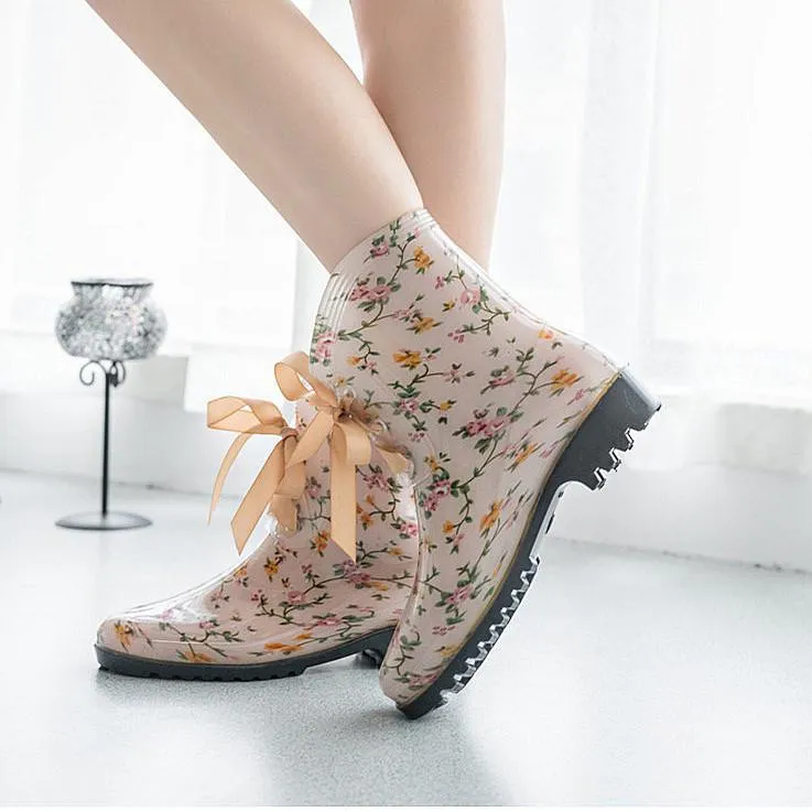 Women's Fashion Rubber Rain Flat Boots