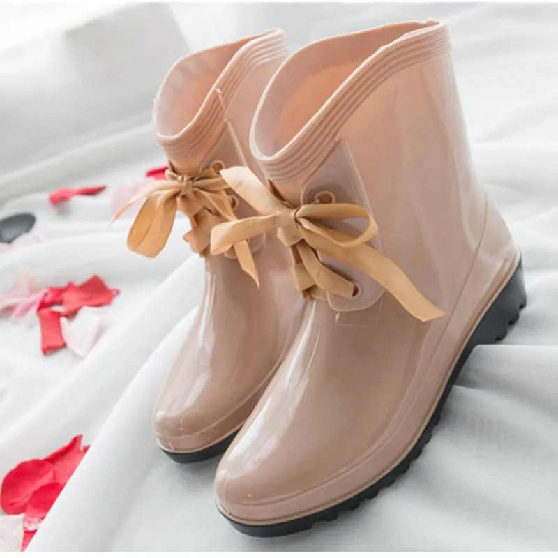 Women's Fashion Rubber Rain Flat Boots