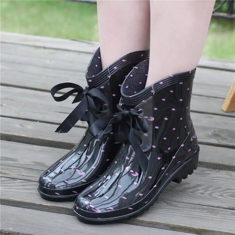 Women's Fashion Rubber Rain Flat Boots