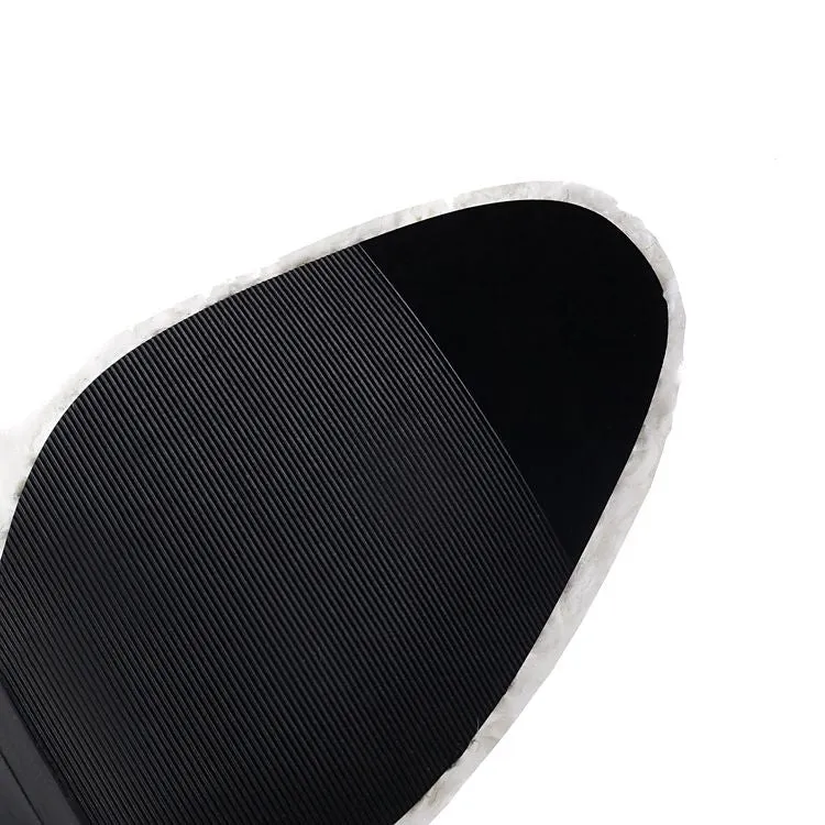 Women's Patchwork Round Toe High Heel Mid Calf Boots