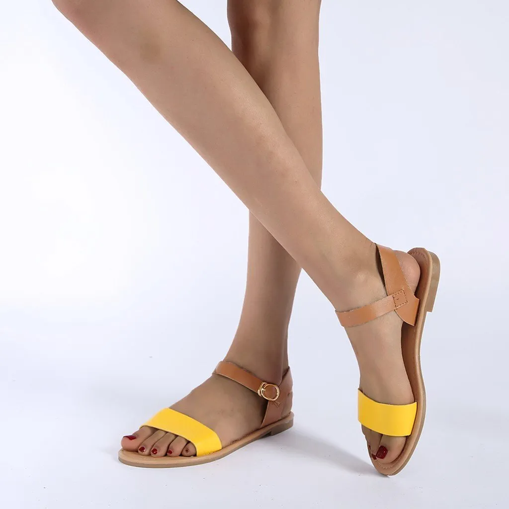 Women's Sandals Solid Color PU Leather Sandals