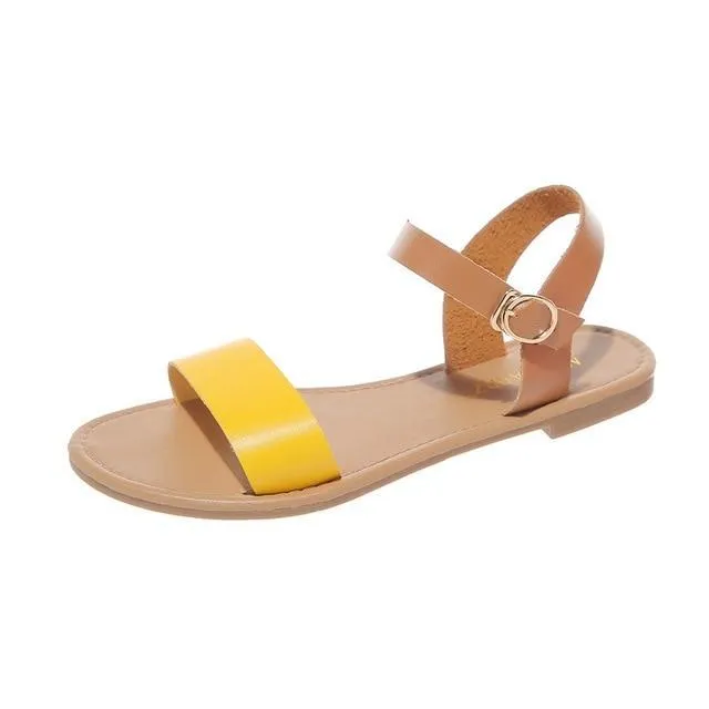 Women's Sandals Solid Color PU Leather Sandals