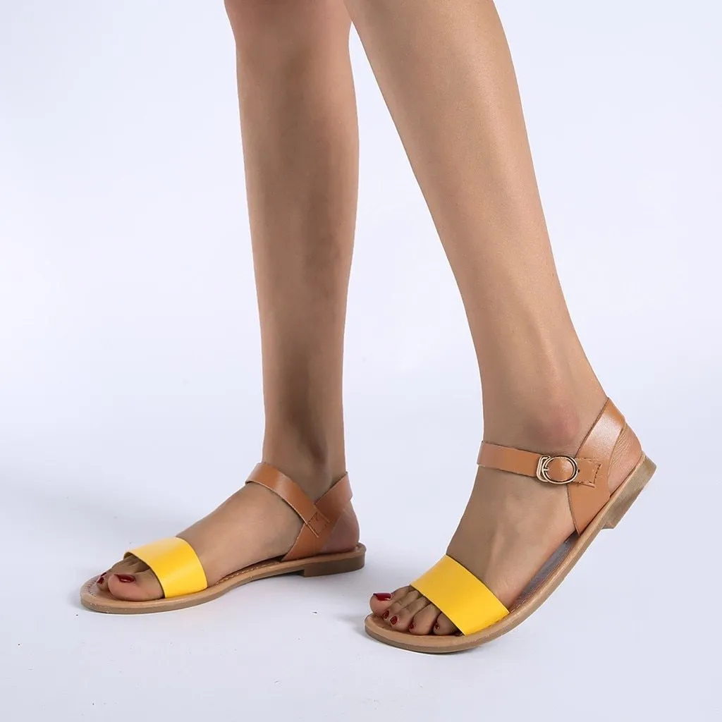 Women's Sandals Solid Color PU Leather Sandals
