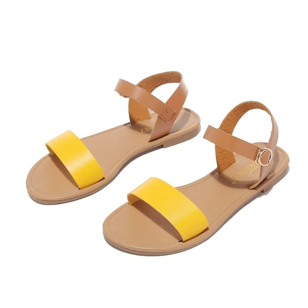 Women's Sandals Solid Color PU Leather Sandals