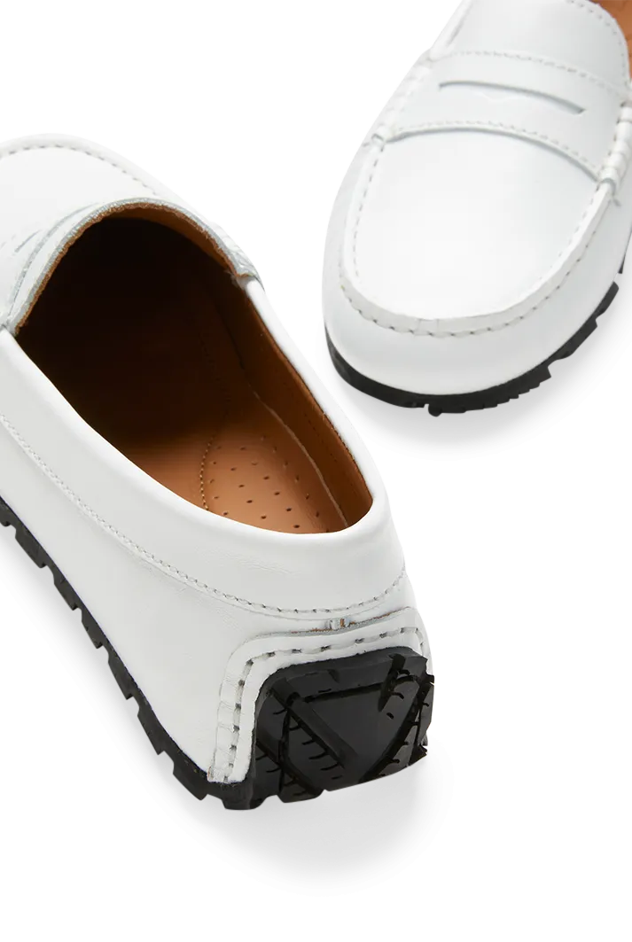 Women's Tyre Sole White Penny Loafers