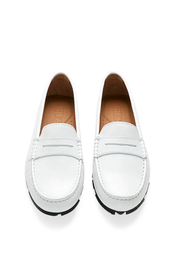 Women's Tyre Sole White Penny Loafers