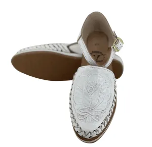 Women’s White Flower Ankle Bracelet Sandals
