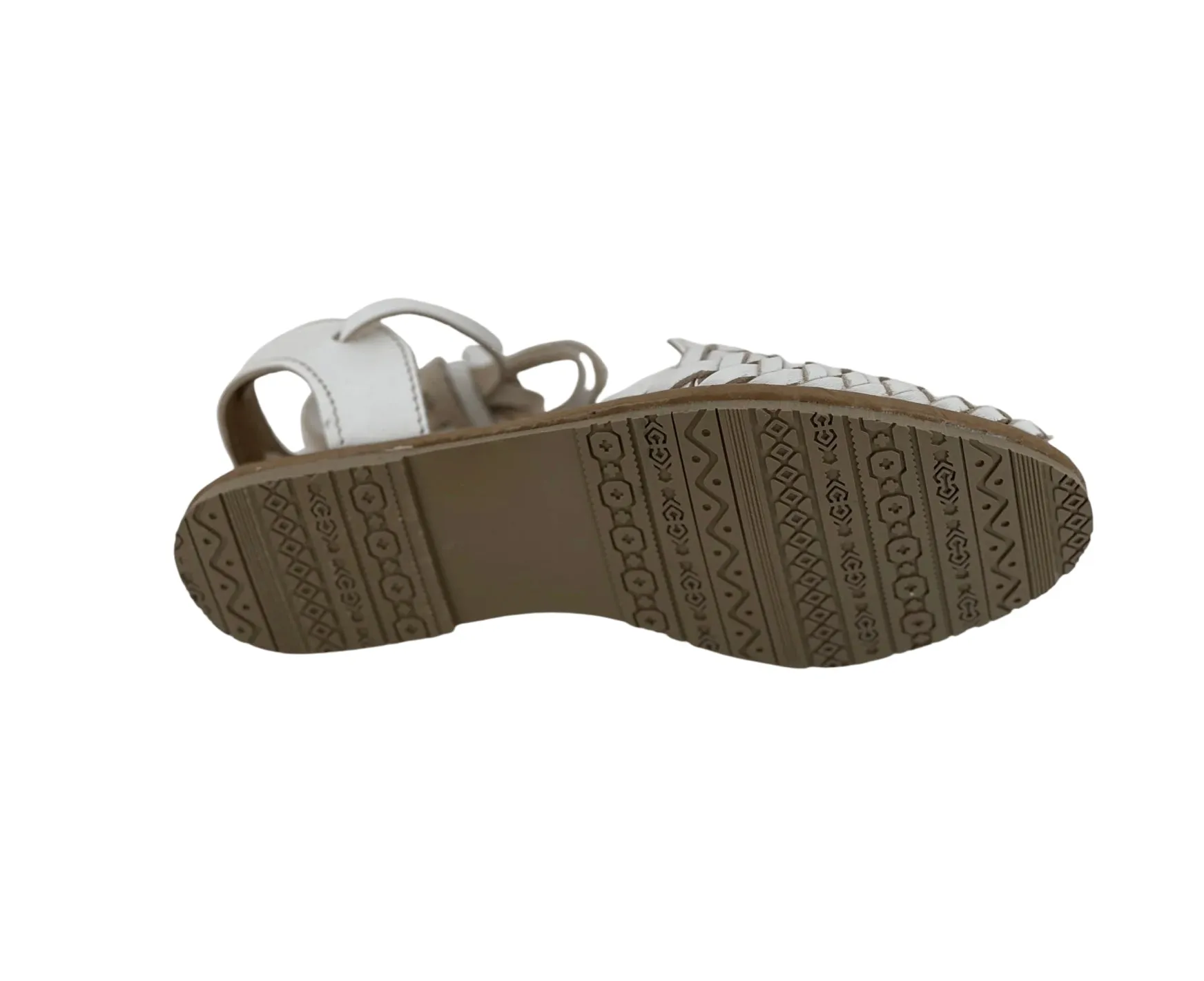 Women’s White Flower Lace-Up Sandles