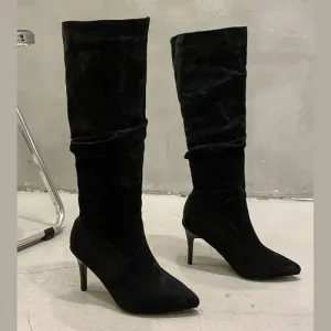 'Yelina' Pleated Knee High Stiletto Boots